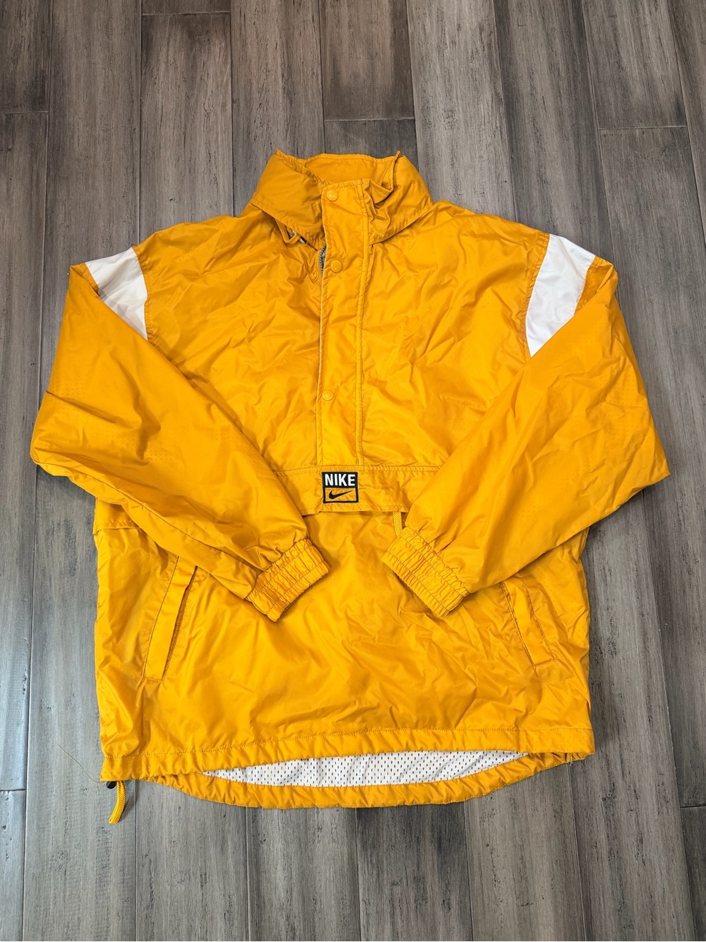 Vintage 90’s Nike Windbreak Anorak Pullover Jacket Men’s Large Yellow Hooded
